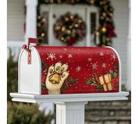 Copertura magnetica per cassetta postale con zampa, regalo natalizio con campana, copertura rossa per cassetta postale per esterni, giardino, cortile, decorazione 45,7 x 53,3 cm
