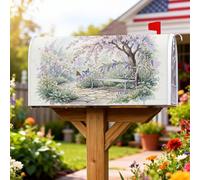 Copertura magnetica per cassetta postale, copertura per cassetta postale con farfalla rustica primaverile verde lavanda primavera copertura per la decorazione della porta d'ingresso, 45,7 x 53,7 cm