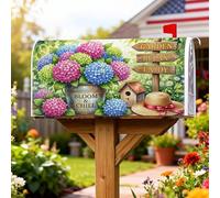 Copertura magnetica per cassetta postale, copertura per cassetta postale da giardino, rustica, casetta per uccelli, copertura per cassetta postale blu per giardino, patio, decorazione 45,7 x 53,3 cm