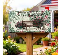 Copertura magnetica per cassetta postale, copertura per cassetta postale da giardino rustica con foglie di rosa verde primaverile, per decorazioni per la casa e il giardino, 53 x 64 cm