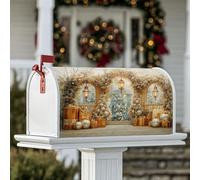 Copertura magnetica per cassetta postale, decorazione natalizia per scatole postali natalizie, colore oro, per decorazioni per la casa e il giardino, 45,7 x 53,7 cm