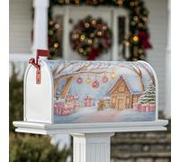 Copertura magnetica per cassetta postale della casa di pan di zenzero, regalo natalizio per albero di Natale, copertura rossa per la decorazione della porta d'ingresso, 45,7 x 53,7 cm