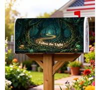 Copertura magnetica per cassetta postale della foresta, copertura per cassetta postale verde ispirata alla natura fantasiosa con funghi e lucciole, decorazione per giardino e patio, 45,7 x 53,3 cm