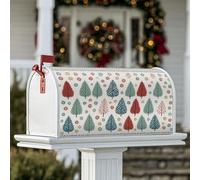 Copertura magnetica per cassetta postale dell'albero di pino, copertura decorativa per cassetta postale invernale rustica invernale con foglie d'acero, decorazione natalizia rossa per esterni, 53 x 64