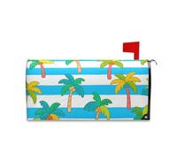 Copertura magnetica per cassetta postale estiva con palma da cocco a righe bianche blu per l'estate copertura per cassetta postale estiva 45,7 x 52,6 cm per buzon