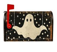 Copertura magnetica per cassetta postale fantasma, con corde rustiche a pois per Halloween, copertura per cassetta della posta nera per la casa e il giardino, 45,7 x 53,3 cm