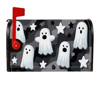 Copertura magnetica per cassetta postale fantasma, decorazione per cassetta della posta di Halloween, motivo mimetico con stelle giocose, per esterni, giardino, cortile, 45,7 x 53,7 cm