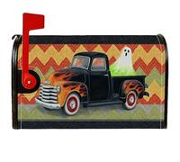 Copertura magnetica per cassetta postale fantasma, decorazione per cassetta delle lettere di Halloween, vintage, camion, fiamme, Halloween, per decorare la casa e il giardino, 53 x 64 cm