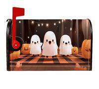 Copertura magnetica per cassetta postale fantasma, fantasia a scacchiera di Halloween con zucca, per decorazione della porta d'ingresso, 45,7 x 53,7 cm