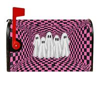 Copertura magnetica per cassetta postale fantasma, fantasia a scacchiera di Halloween, pesca, pesca, stagionale, decorazione per cortile, 53 x 64 cm
