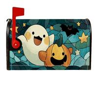 Copertura magnetica per cassetta postale fantasma, fantasia di Halloween, zucca, pipistrello, Halloween, blu, decorazione per cortile, 53 x 64 cm