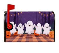 Copertura magnetica per cassetta postale fantasma, fantasia zucca di Halloween a scacchiera viola per cassetta delle lettere per decorazione giardino patio 53 x 64 cm