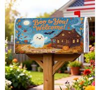 Copertura magnetica per cassetta postale fantasma, fantasiosa casa di zucche festive, Halloween arancione, protezione per la casa e il giardino, 53 x 64 cm