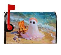 Copertura magnetica per cassetta postale fantasma, fantasiosa e giocosa per sedia da spiaggia, conchiglie estive blu, coperture per cassetta delle lettere per esterni, decorazione da cortile 45,7 x
