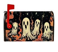 Copertura magnetica per cassetta postale fantasma, fantasiosa stella con fiamme di Halloween, copertura nera per la casa e il giardino, 45,7 x 53,3 cm