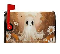 Copertura magnetica per cassetta postale fantasma, fantasiosa zucca di crisantemo di Halloween, copertura decorativa per cassetta postale marrone per decorazione del prato 45,7 x 53,7 cm