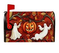 Copertura magnetica per cassetta postale fantasma, fantasiosa zucca di Halloween, copertura arancione per cassette delle lettere per esterni, 53 x 65,5 cm