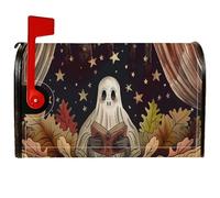 Copertura magnetica per cassetta postale fantasma, fantasiose foglie e stelle da cartone animato, per Halloween, colore nero, per decorazioni esterne, 45,7 x 53,3 cm