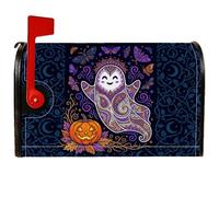 Copertura magnetica per cassetta postale fantasma, fantasiose zucche festive, farfalla, Halloween, viola, decorazione per esterni, giardino, patio, 45,7 x 53,7 cm