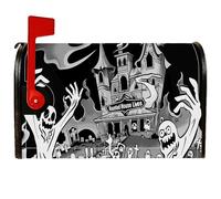 Copertura magnetica per cassetta postale fantasma, Halloween gotico cimitero casa stregata Halloween copertura nera per cassette postali per decorazioni esterne 45,7 x 53,7 cm