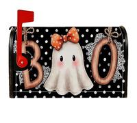 Copertura magnetica per cassetta postale fantasma, lettere con fiocco fantasioso di Halloween, decorazioni nere per cassette delle lettere per esterni, 45,7 x 53,3 cm