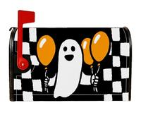 Copertura magnetica per cassetta postale fantasma, palloncini giocosi di Halloween a scacchiera, copertura nera per cassetta delle lettere per decorazione del prato, 53 x 64 cm