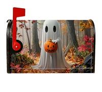 Copertura magnetica per cassetta postale fantasma, zucca, foglie autunnali, decorazioni per cassetta delle lettere di Halloween, decorazione per giardino, cortile, 53 x 64 cm