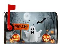 Copertura magnetica per cassetta postale fantasma, zucca spettrale di Halloween, pipistrello, Halloween, arancione, per decorazione del prato, 45,7 x 53,7 cm