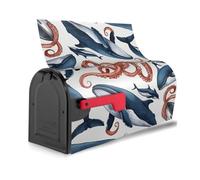 Copertura magnetica per cassetta postale impermeabile decorativa con stampa di polpo di balena oceanica, carino, decorazione per la casa