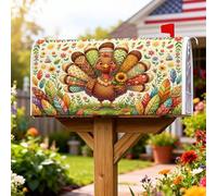 Copertura magnetica per cassetta postale in Turchia, copertura per cassetta delle lettere del Ringraziamento, motivo con foglie e fiori, colore marrone, decorazione per giardino, patio, 45,7 x 53,7 cm