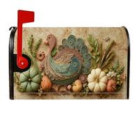 Copertura magnetica per cassetta postale in Turchia, protezione per cassetta delle lettere del Ringraziamento, decorazione rustica, con zucca, grano e grano, colore verde, 45,7 x 53,7 cm