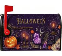 Copertura magnetica per cassetta postale Jack-o'-Lantern di Halloween | Estetica strega, copertura della cassetta delle lettere, cristalli mistici, decorazione esterna gotica