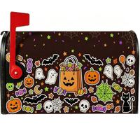 Copertura magnetica per cassetta postale Jack-o'-Lantern di Halloween | Tema dolcetto o scherzetto, copertura della cassetta delle lettere, fantasmi spettrali e pipistrelli
