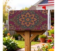 Copertura magnetica per cassetta postale mandala, bohémien, artistica, floreale, geometrica, estate, bordeaux, decorazione per giardino, cortile, 53 x 64 cm
