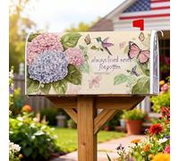 Copertura magnetica per cassetta postale, motivo floreale ispirato alla natura, colibrì, farfalla, primavera, color pesca pastello, decorazione per porta d'ingresso, 53 x 64 cm