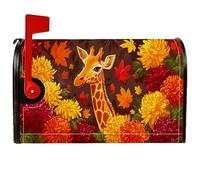 Copertura magnetica per cassetta postale, motivo giraffa, fantasia ispirata alla natura, fiori e foglie autunnali, copertura per cassetta della posta, decorazione per cortile, 53 x 64 cm