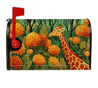 Copertura magnetica per cassetta postale, motivo giraffa, foglie di calendula ispirate alla natura, copertura per cassetta della posta verde estiva per decorazione del cortile 45,7 x 53,7 cm