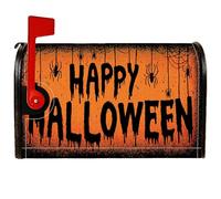 Copertura magnetica per cassetta postale, motivo ragnatela gotica spettrale che gocciola per Halloween arancione, per decorazione portico anteriore, 45,7 x 53,7 cm