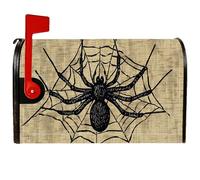 Copertura magnetica per cassetta postale, motivo ragnatela spettrale di Halloween, copertura per cassetta postale stagionale nera, decorazione per esterni, giardino, cortile, 45,7 x 53,7 cm