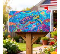 Copertura magnetica per cassetta postale, motivo tartaruga, con meduse vivaci e corallo, protezione per la decorazione del portico anteriore, 45,7 x 53,7 cm