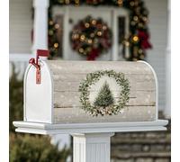 Copertura magnetica per cassetta postale per albero di Natale, ghirlanda rustica di Natale, copertura verde per cassetta della posta, decorazione per cortile, 53 x 65,5 cm