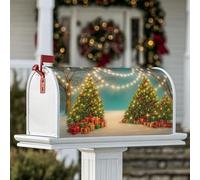 Copertura magnetica per cassetta postale per albero di Natale, per regali di Natale, colore verde neve, decorazione per portico anteriore, 53 x 64 cm