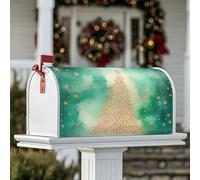 Copertura magnetica per cassetta postale per albero di Natale, stelle fantasiose e fiocchi di neve, copertura verde per cassetta della posta per la porta d'ingresso, 53 x 65,5 cm