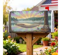 Copertura magnetica per cassetta postale per amaca, con albero e lago, colore verde, per giardino, patio, decorazione, 45,7 x 53,7 cm