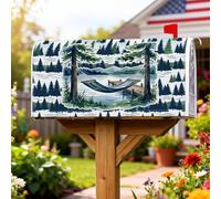 Copertura magnetica per cassetta postale per amaca, rustica, per esterni, alberi lago, estate, verde, decorazione per portico anteriore, 45,7 x 53,7 cm