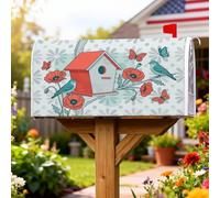 Copertura magnetica per cassetta postale per birdhouse, copertura decorativa per cassetta delle lettere con farfalla e fiori primaverili, per esterni, giardino, cortile, 53 x 64 cm