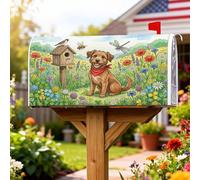 Copertura magnetica per cassetta postale per cani, rustica fantasiosa casetta per gli uccelli, fiori primaverili, decorazione per porta d'ingresso, 53 x 64 cm