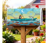 Copertura magnetica per cassetta postale per kayaker, copertura per cassetta postale per esterni stagionali con foglie di pesce autunnali, copertura per cassetta postale per porta d'ingresso, 53 x 64