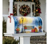 Copertura magnetica per cassetta postale per panchina, decorazione natalizia blu per la porta d'ingresso, 45,7 x 53,7 cm
