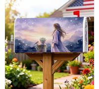 Copertura magnetica per cassetta postale per ragazze, fantasia uccello sognante succulenta primavera viola pelle per decorazioni esterne 53 x 64 cm